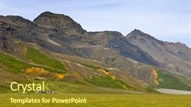  Presentation with region - Presentation theme featuring tectonic - thinvellir region in iceland has background and a tawny brown colored foreground