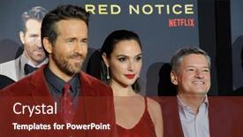  Presentation with los angeles - Beautiful PPT theme featuring ted-sarandos-gal-gadot backdrop and a tawny brown colored foreground