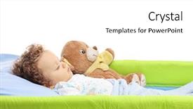  Presentation with baby bear - Slide deck consisting of teddy bear in a cot background and a white colored foreground