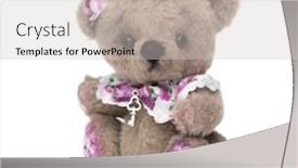  Presentation with teddy bear - Audience pleasing PPT theme consisting of children plush toy dolls - teddy bear in classic vintage backdrop and a light gray colored foreground