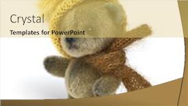  Presentation with teddy bear - Amazing presentation design having teddy-bear-in-classic-vintage backdrop and a yellow colored foreground