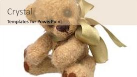  Presentation with teddy bear - Beautiful slides featuring children plush toy dolls - teddy bear in classic vintage backdrop and a coral colored foreground