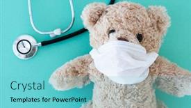  Presentation with teddy bear - Beautiful slides featuring teddy-bear-in-medical-mask backdrop and a seafoam green colored foreground