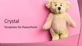  Presentation with teddy bear - Colorful PPT theme enhanced with teddy bear on pink background backdrop and a lemonade colored foreground