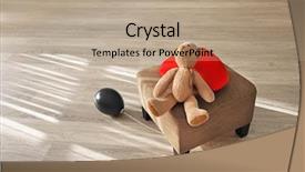  Presentation with teddy bear - PPT theme having teddy bear red heart background and a coral colored foreground