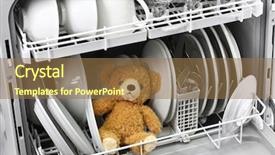  Presentation with sitting teddy bear isolated - PPT theme featuring teddy bear should never put background and a coral colored foreground