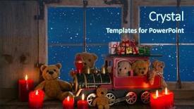 Presentation with christmas candles - Amazing slide deck having teddy bears and red candles backdrop and a ocean colored foreground