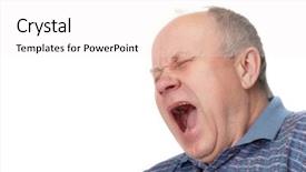  Presentation with sleepy yawning man driving car - Audience pleasing theme consisting of tedium - bald senior man yawns emotional backdrop and a white colored foreground