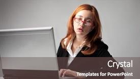  Presentation with office - Cool new PPT theme with tedium - bored woman in office backdrop and a  colored foreground