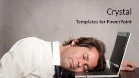  Presentation with sleeping - Cool new presentation with tedium - businessman sleeping on laptop backdrop and a light gray colored foreground