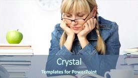  Presentation with intelligence - PPT theme consisting of tedium - intelligence girl student reads books background and a ocean colored foreground