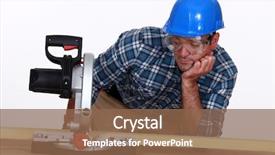  Presentation with economia circular - Beautiful presentation theme featuring tedium - man with a circular saw backdrop and a  colored foreground