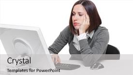 Presentation with tired - Beautiful theme featuring tedium - portrait of tired businesswoman backdrop and a  colored foreground
