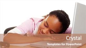  Presentation with sleeping - Beautiful slide deck featuring tedium - pretty and tired student sleeping backdrop and a  colored foreground