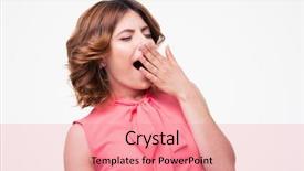  Presentation with white and black woman climbing ladders - PPT theme with tedium - young woman yawning isolated background and a  colored foreground