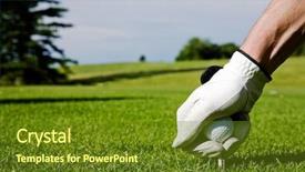  Presentation with golf ball on tee - Slides with tee at a driving range background and a  colored foreground