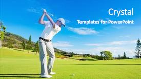  Presentation with shot - Amazing presentation theme having tee ball - golfer hitting golf shot backdrop and a teal colored foreground