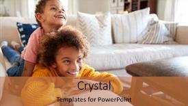  Presentation with teen girl - Presentation theme with teen african american girl lying background and a coral colored foreground