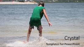  Presentation with surfing - Cool new presentation with teen agers - boy surfing at the beach backdrop and a light gray colored foreground