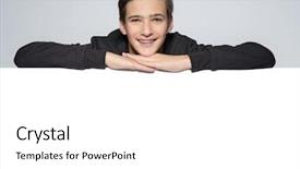  Presentation with poster on white wall above - PPT theme with teen boy above the white background and a  colored foreground