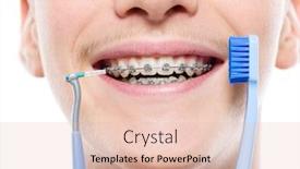  Presentation with dental hygiene - Slide deck enhanced with teen-boy-cleaning-braces-young background and a lemonade colored foreground