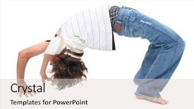  Presentation with teen - Audience pleasing PPT theme consisting of teen boy doing back bend over white backdrop and a lemonade colored foreground