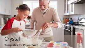  Presentation with teen - PPT layouts enhanced with preg - pre-teen boy making cake mixture background and a mint green colored foreground