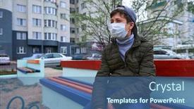  Presentation with viruses - Cool new presentation theme with teen-boy-sits backdrop and a ocean colored foreground