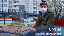  Presentation with apartments - Cool new PPT theme with teen-boy-sits backdrop and a ocean colored foreground