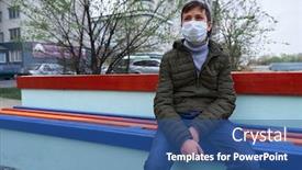  Presentation with viruses - PPT theme consisting of teen-boy-sits background and a ocean colored foreground