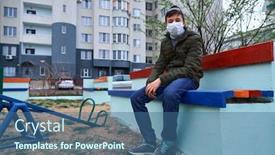  Presentation with viruses - Cool new slides with teen-boy-sits backdrop and a ocean colored foreground