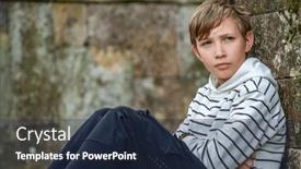  Presentation with sad teen - PPT theme featuring teen-boy-sitting-outside-alone background and a tawny brown colored foreground