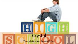  Presentation with high school - Theme featuring teen boy sitting on the word high school in giant alphabet blocks background and a yellow colored foreground