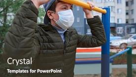  Presentation with viruses - Beautiful presentation theme featuring teen-boy-stands-near-horizontal backdrop and a tawny brown colored foreground