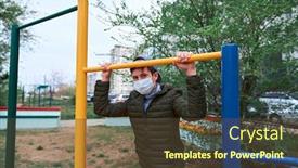  Presentation with viruses - Amazing slide deck having teen-boy-stands-near-horizontal backdrop and a tawny brown colored foreground