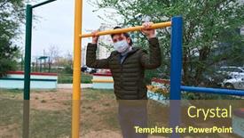  Presentation with apartments - Slide deck consisting of teen-boy-stands-near-horizontal background and a violet colored foreground