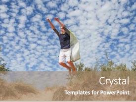 Teen Boy Super Hero Jumping PPT template 42 | CrystalGraphics