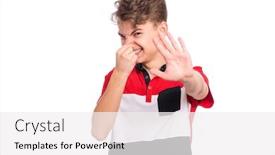  Presentation with child teen - Presentation theme with teen-boy-with-gesture-smells background and a white colored foreground