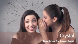  Presentation with teen girl - Colorful presentation design enhanced with teen caucasian girl telling secret backdrop and a  colored foreground