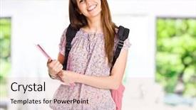  Presentation with teen - Audience pleasing slides consisting of teen class - portrait of a beautiful smiling backdrop and a  colored foreground