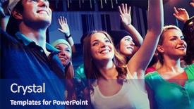  Presentation with club - Presentation theme featuring hip hop free - smiling friends at concert background and a navy blue colored foreground