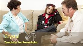  Presentation with teen therapy - Beautiful PPT theme featuring teen daughter in family backdrop and a  colored foreground