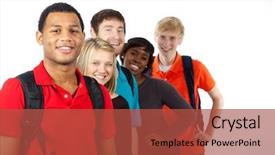  Presentation with diversity teen - Beautiful presentation featuring teen diversity - multi-racial group of college students backdrop and a red colored foreground