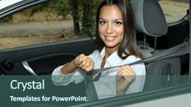  Presentation with car - Cool new slides with teen driving - beautiful young woman in car backdrop and a ocean colored foreground