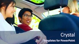  Presentation with teen driving - Audience pleasing presentation theme consisting of teen driving - happy friends in the car backdrop and a  colored foreground