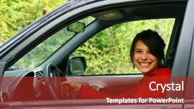  Presentation with teen - Audience pleasing presentation theme consisting of teen driving - proud to drive backdrop and a tawny brown colored foreground
