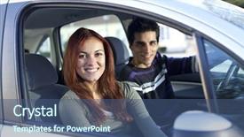  Presentation with young happy couple - Audience pleasing presentation consisting of teen driving - young and happy couple inside backdrop and a ocean colored foreground
