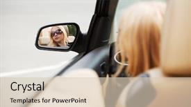  Presentation with mirror - Slide set consisting of teen driving - young woman looking background and a lemonade colored foreground