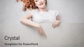  Presentation with advertising alert - Presentation theme with teen fashion show - advertising girl background and a  colored foreground