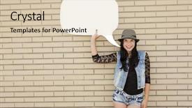  Presentation with fashion show - Presentation theme having teen fashion show - beautiful and young teenager holding background and a  colored foreground